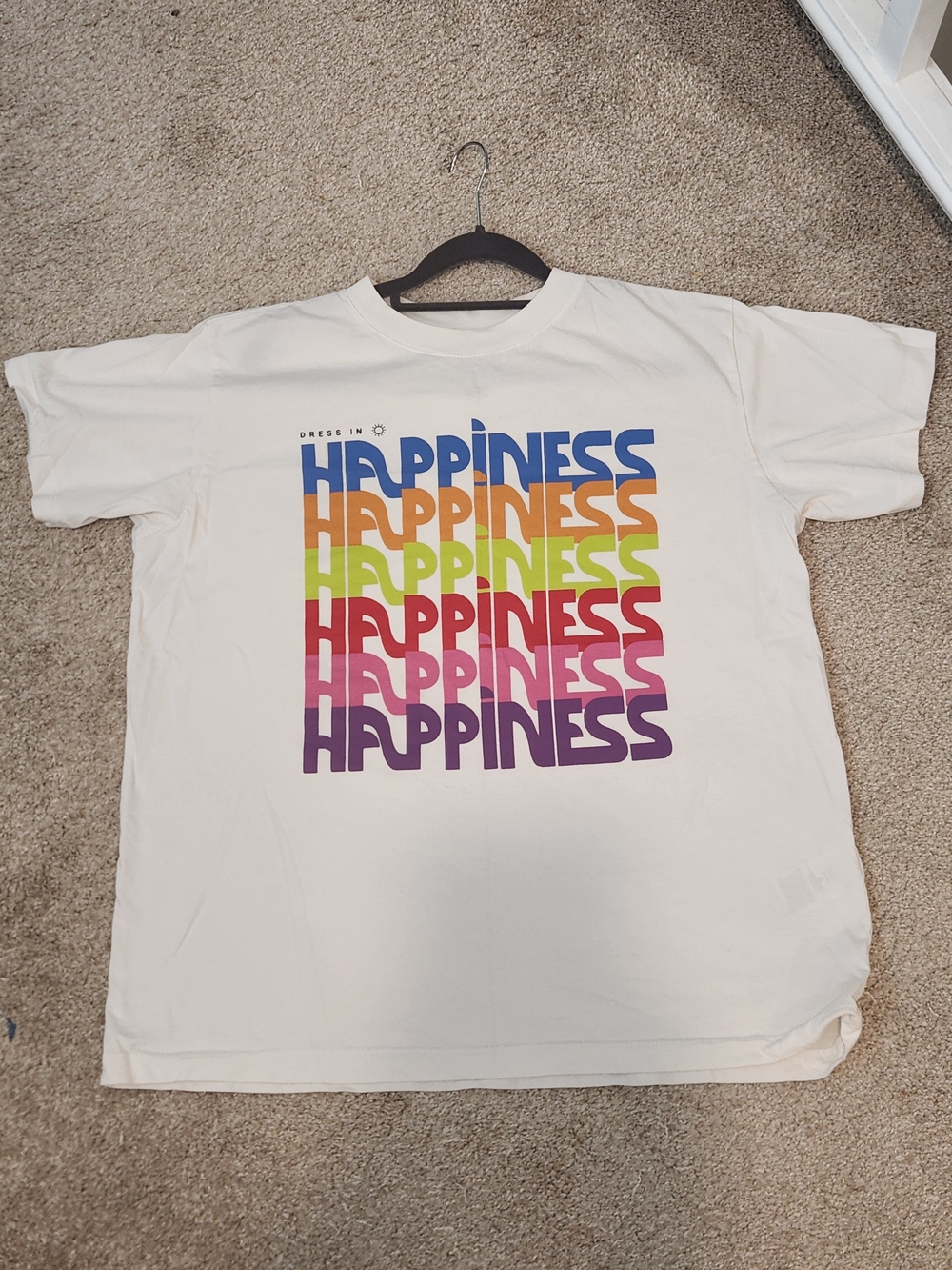 FARM Rio White Tee with Rainbow "HAPPINESS" Graphic